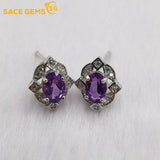 925 Silver Amethyst Stud Earrings Wedding Party Jewelry