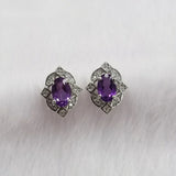 925 Silver Amethyst Stud Earrings Wedding Party Jewelry