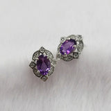 925 Silver Amethyst Stud Earrings Wedding Party Jewelry