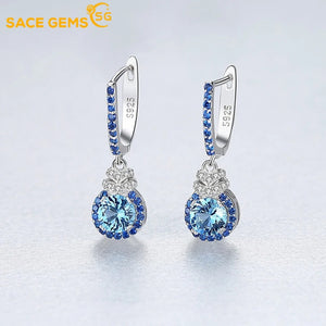925 Silver Zircon Ear Clip Wedding Party Jewelry Earrings
