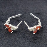 925 Silver Garnet Earrings Wedding Party Fine Jewelry