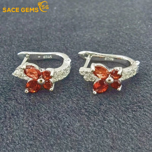 925 Silver Garnet Earrings Wedding Party Fine Jewelry