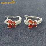 925 Silver Garnet Earrings Wedding Party Fine Jewelry