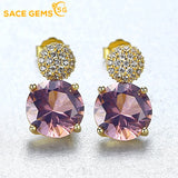 925 Sterling Silver Zircon Stud Earrings Wedding Party Fine Jewelry Eardrop Gift