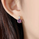 925 Sterling Silver Zircon Stud Earrings Wedding Party Fine Jewelry Eardrop Gift