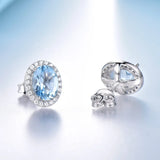 Sky Gem 925 Sterling Silver Earrings Women Round Gem Diamond Ladies Eardrop