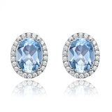 Sky Gem 925 Sterling Silver Earrings Women Round Gem Diamond Ladies Eardrop