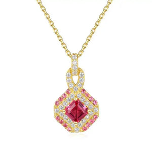 Ruby Pendant Necklace 925 Silver Clavicle Chain Wedding Fine Jewelry