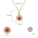 Ruby Pendant Necklace 925 Silver Clavicle Chain Wedding Fine Jewelry