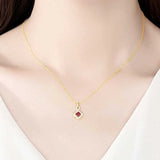 Ruby Pendant Necklace 925 Silver Clavicle Chain Wedding Fine Jewelry