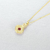 Ruby Pendant Necklace 925 Silver Clavicle Chain Wedding Fine Jewelry