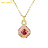 Ruby Pendant Necklace 925 Silver Clavicle Chain Wedding Fine Jewelry