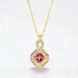 Ruby Pendant Necklace 925 Silver Clavicle Chain Wedding Fine Jewelry