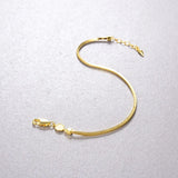 Sterling Silver Bracelet S925 Plated 18K Stacked Square Scale Snake Bone Chain