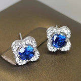 925 Sterling Silver 5*5MM Sri Lanka Sapphire Earrings