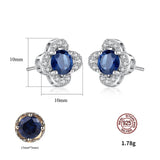 925 Sterling Silver 5*5MM Sri Lanka Sapphire Earrings