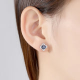 925 Sterling Silver 5*5MM Sri Lanka Sapphire Earrings