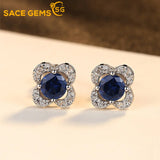 925 Sterling Silver 5*5MM Sri Lanka Sapphire Earrings