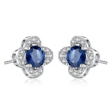 925 Sterling Silver 5*5MM Sri Lanka Sapphire Earrings