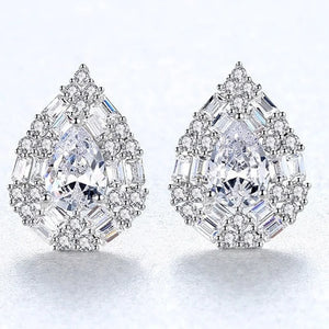 925 Silver Zircon Shape Earrings Wedding Fine Jewelry