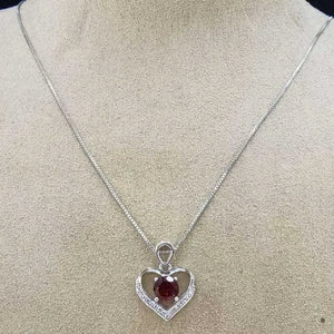 925 Silver Garnet Peridot Pendant Necklace Women Jewelry Birthday Gift