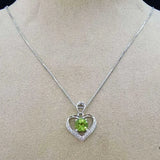 925 Silver Garnet Peridot Pendant Necklace Women Jewelry Birthday Gift