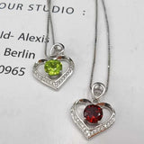 925 Silver Garnet Peridot Pendant Necklace Women Jewelry Birthday Gift