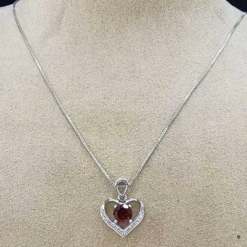 925 Silver Garnet Peridot Pendant Necklace Women Jewelry Birthday Gift