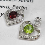 925 Silver Garnet Peridot Pendant Necklace Women Jewelry Birthday Gift