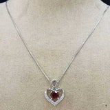 925 Silver Garnet Peridot Pendant Necklace Women Jewelry Birthday Gift