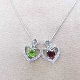 925 Silver Garnet Peridot Pendant Necklace Women Jewelry Birthday Gift