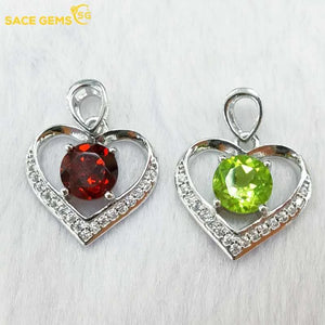 925 Silver Garnet Peridot Pendant Necklace Women Jewelry Birthday Gift