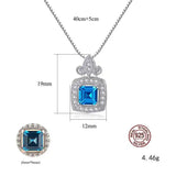 925 Silver Necklace with London Sapphire Pendant for Women