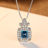 925 Silver Necklace with London Sapphire Pendant for Women