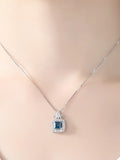 925 Silver Necklace with London Sapphire Pendant for Women