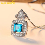 925 Silver Necklace with London Sapphire Pendant for Women