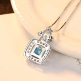 925 Silver Necklace with London Sapphire Pendant for Women