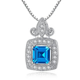 925 Silver Necklace with London Sapphire Pendant for Women