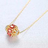 Ruby Pendant Necklace Women 925Silver Clavicle Chain Wedding Party