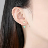 925 Sterling Silver Green Crystal Stud Earrings Wedding Jewelry