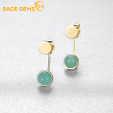 925 Sterling Silver Green Crystal Stud Earrings Wedding Jewelry