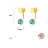 925 Sterling Silver Green Crystal Stud Earrings Wedding Jewelry