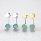 925 Sterling Silver Green Crystal Stud Earrings Wedding Jewelry