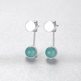 925 Sterling Silver Green Crystal Stud Earrings Wedding Jewelry