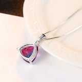 Red Tourmaline Pendant S925 Sterling Silver Necklace