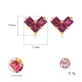 Ruby Tourmaline Stud Earrings 925 Sterling Silver Fine Jewelry