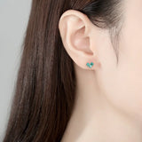 Ruby Tourmaline Stud Earrings 925 Sterling Silver Fine Jewelry