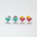 Ruby Tourmaline Stud Earrings 925 Sterling Silver Fine Jewelry