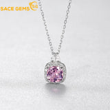 Pink Zircon Pendant Necklace Sparkling Wedding Jewelry