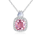 Pink Zircon Pendant Necklace Sparkling Wedding Jewelry
